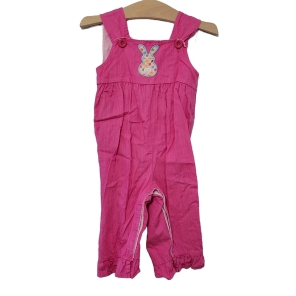 Smockadot Girls Pink Easter Bunny Jumpsuit Jumper Overalls Size 18 Months‎